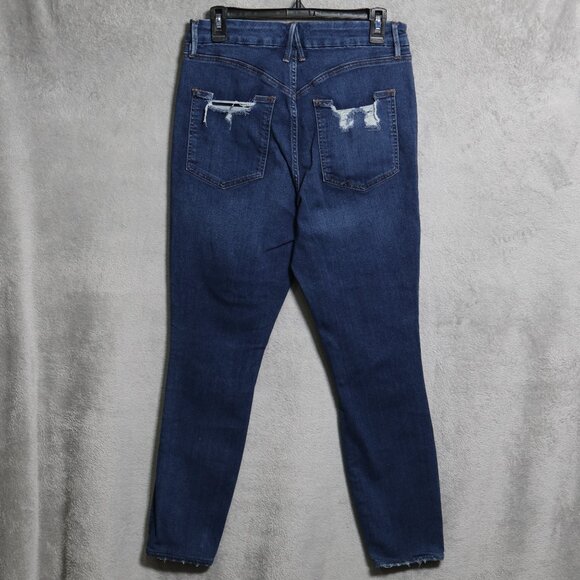 Good American Jeans Womens 14 32 Blue Good Waist Denim Distressed Whiskering - Picture 3 of 14